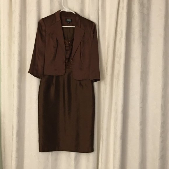 Adrianna Papell Occasions size 4 chocolate brown dress with jacket - Picture 1 of 6